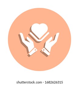 Care, compassion, feelings, heart, love badge icon. Simple glyph, flat vector of peace and humanrights icons for ui and ux, website or mobile application