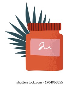 Care cosmetics. A set of different beautiful tubes and bottles with cosmetics. Organic cosmetics. Illustrated hand-drawn graphics. Flat. Natural, Eco, Friendly