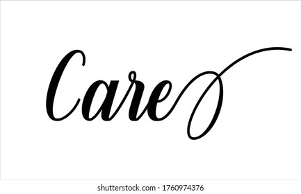 Care Creative Cursive Typographic Text on White Background