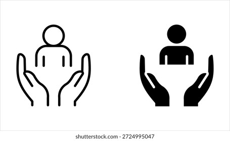 Conjunto de iconos de Cliente de cuidado, servicio total inclusivo, símbolo de línea sobre fondo blanco