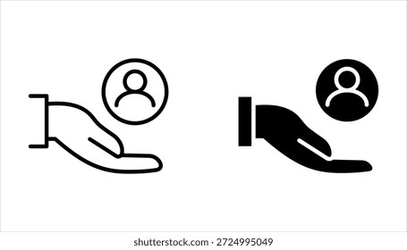 Conjunto de iconos de Cliente de cuidado, servicio total inclusivo, símbolo de línea sobre fondo blanco