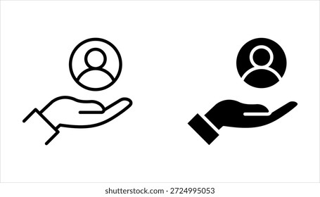 Conjunto de iconos de Cliente de cuidado, servicio total inclusivo, símbolo de línea sobre fondo blanco