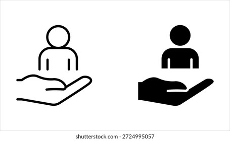 Conjunto de iconos de Cliente de cuidado, servicio total inclusivo, símbolo de línea sobre fondo blanco