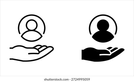 Conjunto de iconos de Cliente de cuidado, servicio total inclusivo, símbolo de línea sobre fondo blanco