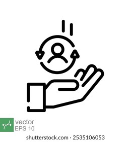 Icono de Cliente de cuidados. Estilo de contorno simple. Total servicio inclusivo, Asistencia, concepto de centro de atención al cliente. Ilustración vectorial de línea fina aislada sobre fondo blanco. EPS 10.