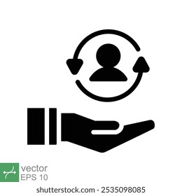 Ícone do cliente de atendimento. Estilo sólido simples. Serviço, suporte e conceito de centro de atendimento ao cliente totalmente inclusivos. Ilustração de vetor de glifo isolada no plano de fundo branco. EPS 10.
