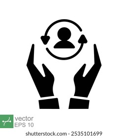 Ícone do cliente de atendimento. Estilo sólido simples. Serviço, suporte e conceito de centro de atendimento ao cliente totalmente inclusivos. Ilustração de vetor de glifo isolada no plano de fundo branco. EPS 10.