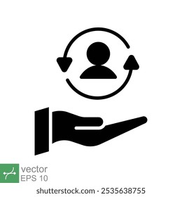 Ícone do cliente de atendimento. Estilo sólido simples. Serviço, suporte e conceito de centro de atendimento ao cliente totalmente inclusivos. Ilustração de vetor de glifo isolada no plano de fundo branco. EPS 10.