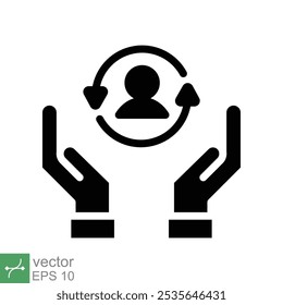 Care customer icon. Simple solid style. Total inclusive service, support, costumer service center concept. Glyph vector illustration isolated on white background. EPS 10.