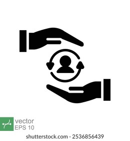 Ícone do cliente de atendimento. Estilo sólido simples. Serviço, suporte e conceito de centro de atendimento ao cliente totalmente inclusivos. Ilustração de vetor de glifo isolada no plano de fundo branco. EPS 10.