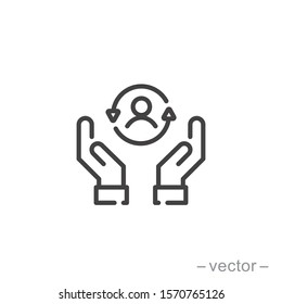 Care-Kundensymbol, All-Inclusive-Service, Zeilensymbol auf weißem Hintergrund - bearbeitbarer Strich, Vektorgrafik eps10