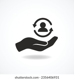 Care customer icon, total inclusive service, symbol on white background