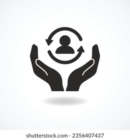 Care customer icon, total inclusive service, symbol on white background