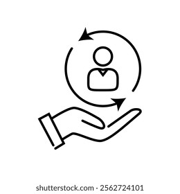 Care customer icon, total inclusive service, line symbol on white background. Editable stroke vector illustration eps10.