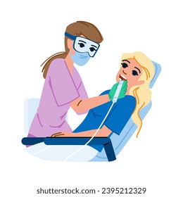 care dental hygienist teeth  vector.  clinic visit, doctor woman, hospital orthodontic care dental hygienist teeth character. people flat cartoon illustration