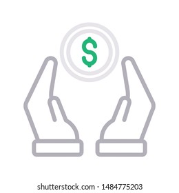 care dollar colour line vector icon
