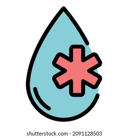 Care drops icon. Outline care drops vector icon color flat isolated