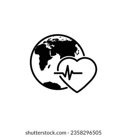 care earth icon vector globe planet sign 