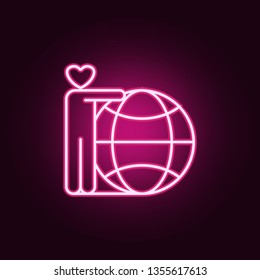 care earth neon icon. Elements of conceptual figures set. Simple icon for websites, web design, mobile app, info graphics