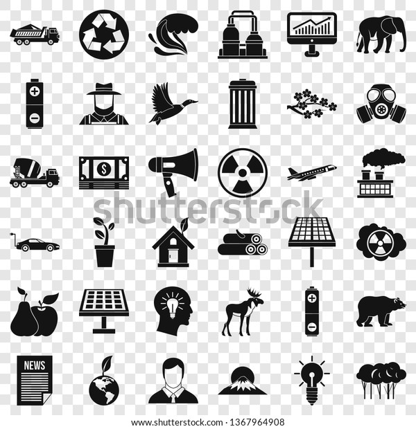 Care of ecology icons set.\
Simple style of 36 care of ecology vector icons for web for any\
design