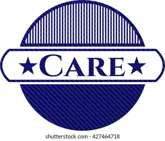 Care emblem with jean background
