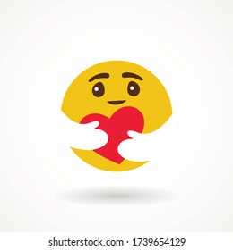 Care Emoji Popular Social Media New We are in this together design isolated vector file Social Media Care emoji hugging a heart. Symbol of care and support, show the love for loved ones who are