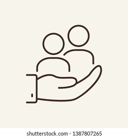 Care for employees line icon. Worker, person, hand. Human resource concept. Vector illustration can be used for topics like corporate insurance, medical service, safety