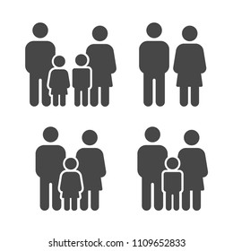 care family icons set vector images