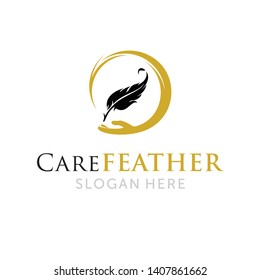 care feather logo vector inspiration