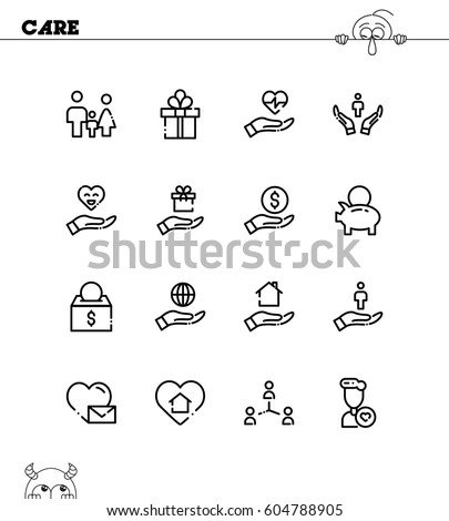 Care flat icon set. Collection of high quality outline symbols for web design, mobile app. Care vector thin line icons or logo.