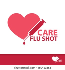 Care Flu Shot Symbol Icon. Vector Illustration, Logo Flat Template Design