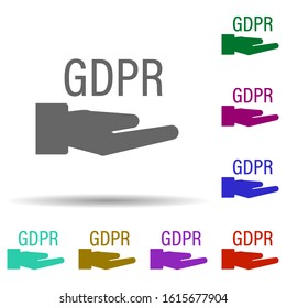 Care, gdpr in multi color style icon. Simple glyph, flat vector of gdpr icons for ui and ux, website or mobile application