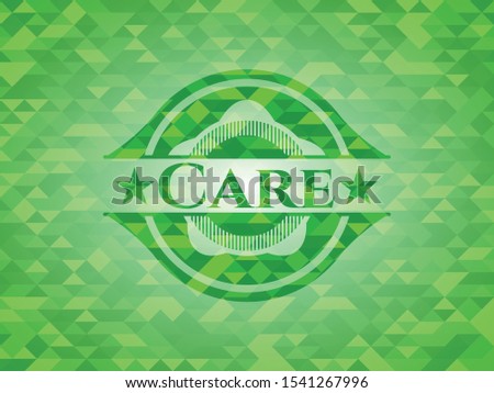 Care green mosaic emblem. Vector Illustration. Detailed.