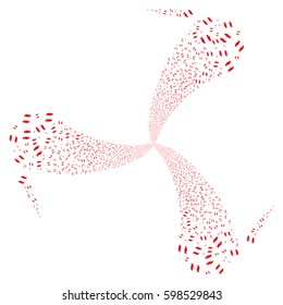Care Hands fireworks swirl rotation. Vector illustration style is flat red iconic symbols on a white background. Object twirl made from random pictograms.