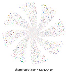 Care Hands fireworks swirl rotation. Vector illustration style is flat bright multicolored iconic symbols on a white background. Object flower created from random pictograms.