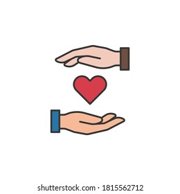 care hands friendship outline icon. Elements of friendship line icon. Signs, symbols and vectors can be used for web, logo, mobile app, UI, UX on white background