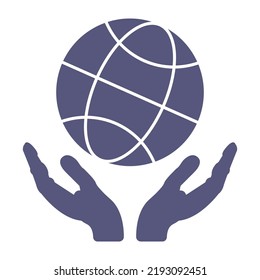 Cuídense las manos con el globo. Salvemos el concepto del planeta. Ilustración vectorial plana aislada en fondo blanco.