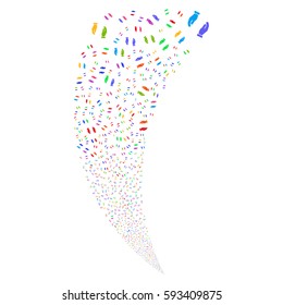 Care Hands random fireworks stream. Vector illustration style is flat bright multicolored iconic symbols on a white background. Object fountain constructed from scattered pictographs.