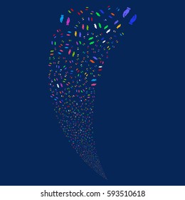 Care Hands random fireworks stream. Vector illustration style is flat bright multicolored iconic symbols on a blue background. Object fountain created from scattered design elements.