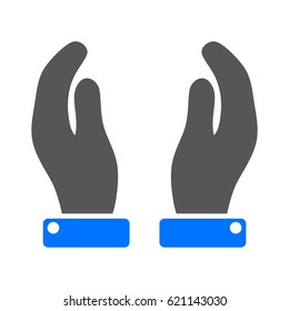 Care Hands vector pictogram. a flat illustration iconic design.
