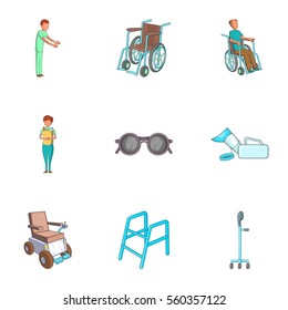 Care, help and accessibility icons set. Cartoon illustration of 9 care, help and accessibility vector icons for web