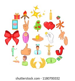 Care help icons set. Cartoon set of 25 care help vector icons for web isolated on white background