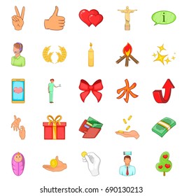 Care help icons set. Cartoon set of 25 care help vector icons for web isolated on white background
