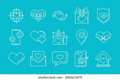 care, help and love icon set