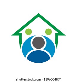care at home logo, simple flat family house logo design inspiration