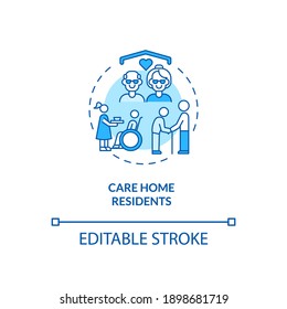 Care home residents concept icon. Covid vaccination priority list. Helping people remotely. Health care idea thin line illustration. Vector isolated outline RGB color drawing. Editable stroke