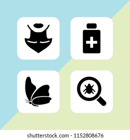 care icon. 4 care set with lips, insect, pest and antiseptic vector icons for web and mobile app