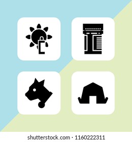 care icon. 4 care set with pet, shelter, pharmaceutical and sunblock vector icons for web and mobile app
