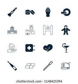Care icon. collection of 16 care filled and outline icons such as heart, medicine, nailfile, lawn mower, electric razor, shaving brush. editable care icons for web and mobile.