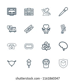 Care icon. collection of 16 care outline icons such as electric razor, nail sawing, sawing, heartbeat, bladder, nesting house. editable care icons for web and mobile.